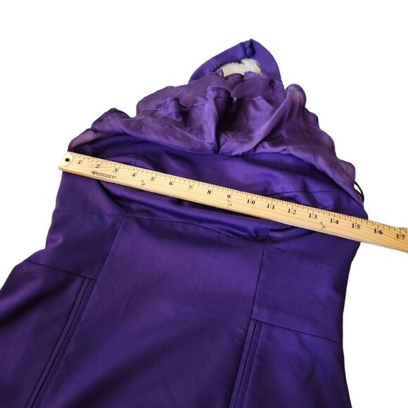 Black halo Purple Ruffle Halter Pencil Dress 6 - Picture 5 of 9